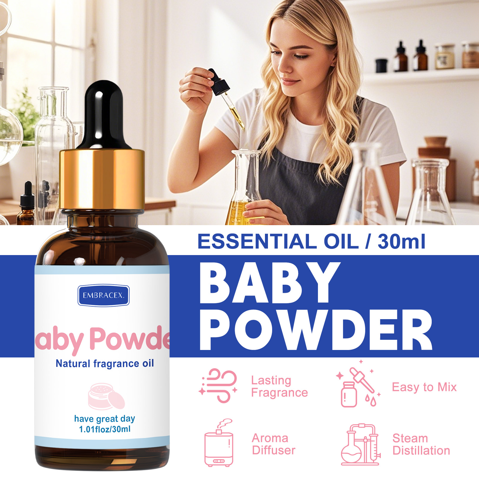 30ml Baby Powder Essential Oil - Candle Fragrance Supplies บทวิจารณ์และราคา