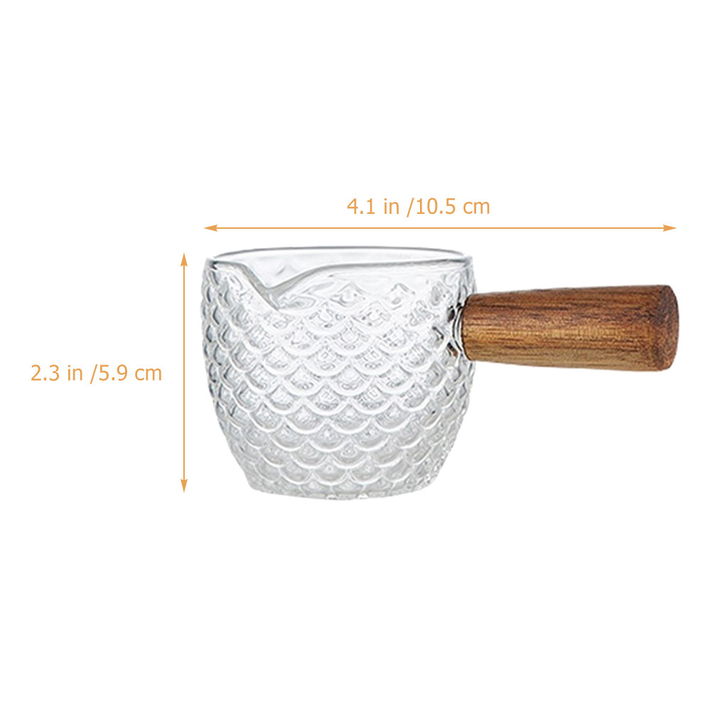 Glass Milk Creamer Jug Wooden  - Pour Spout Pitcher บทวิจารณ์และราคา