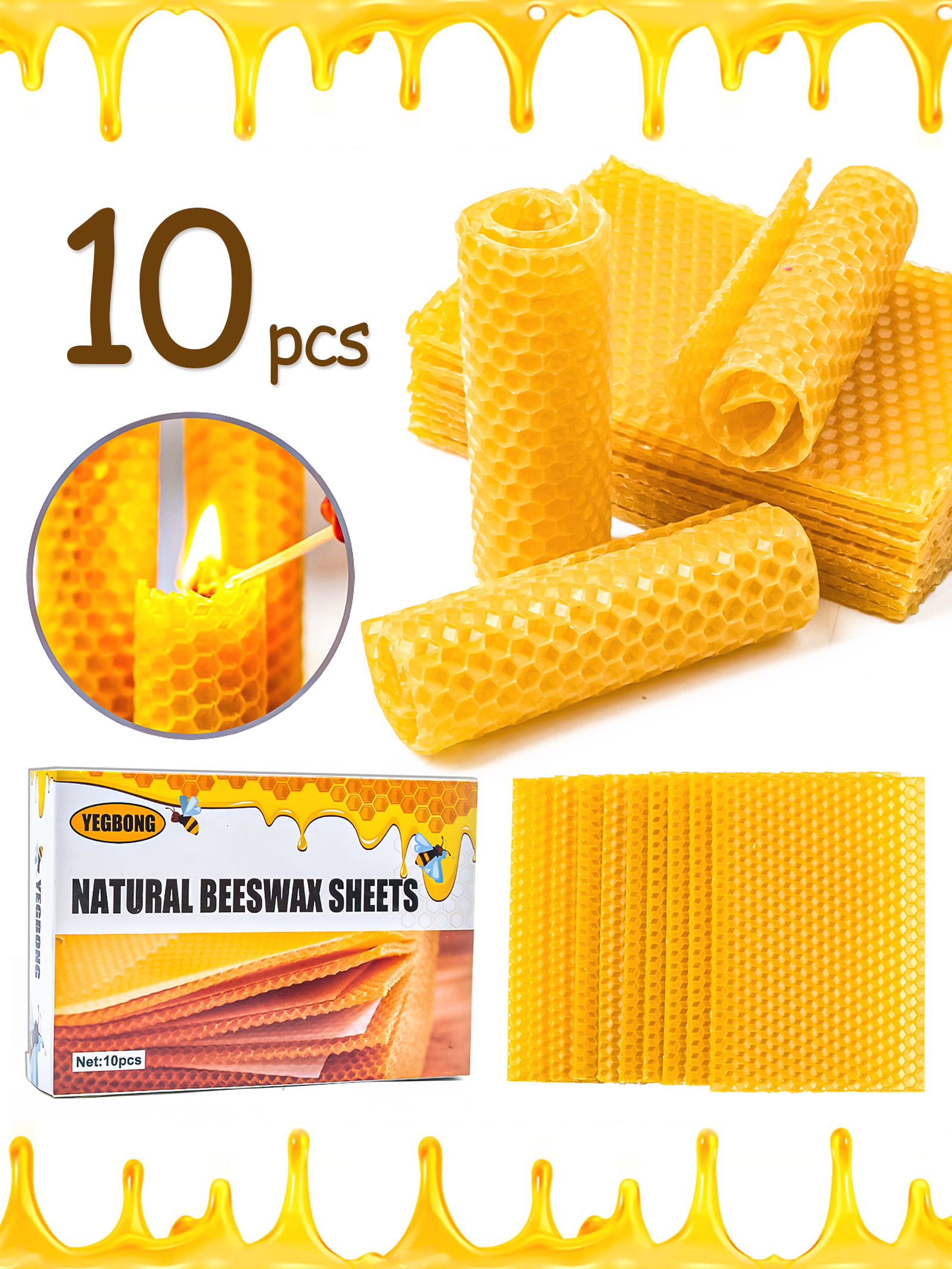 10Pcs Natural Honeycomb Bee Wa - Candle Making Supplies For Beginners บทวิจารณ์และราคา