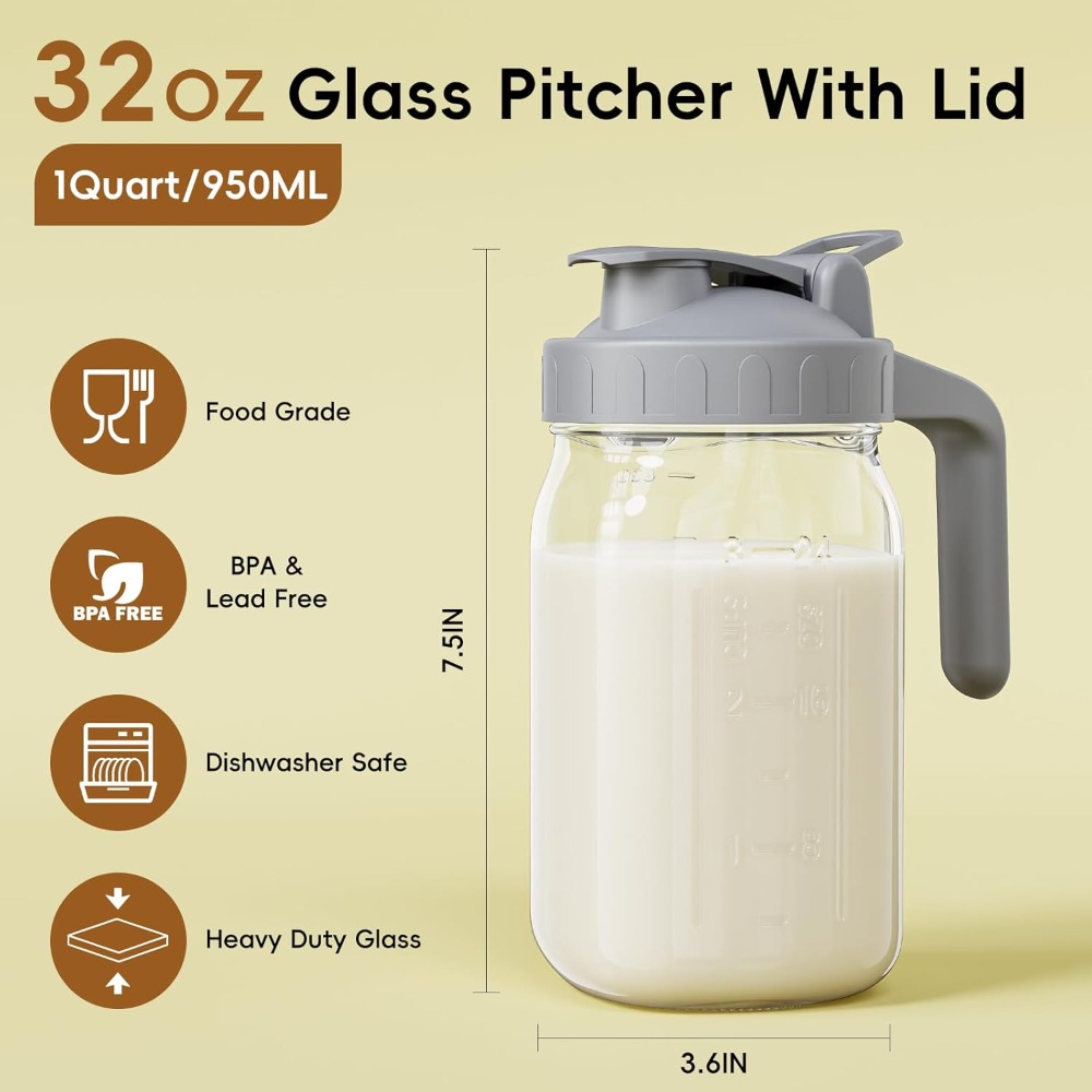 Breast Milk Pitcher - 32 oz Gl - Pour Spout Pitcher บทวิจารณ์และราคา